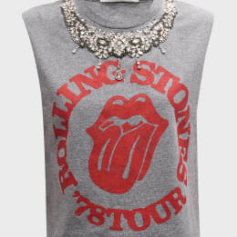 Alice + Olivia Rolling Stones Embellished Micah Tank Top